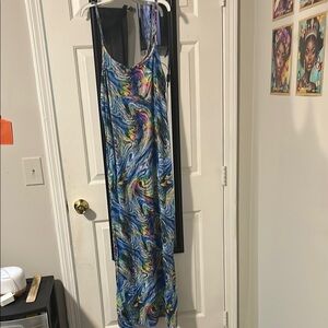 Blue Sleeveless Scoop Neck Maxi Sundress